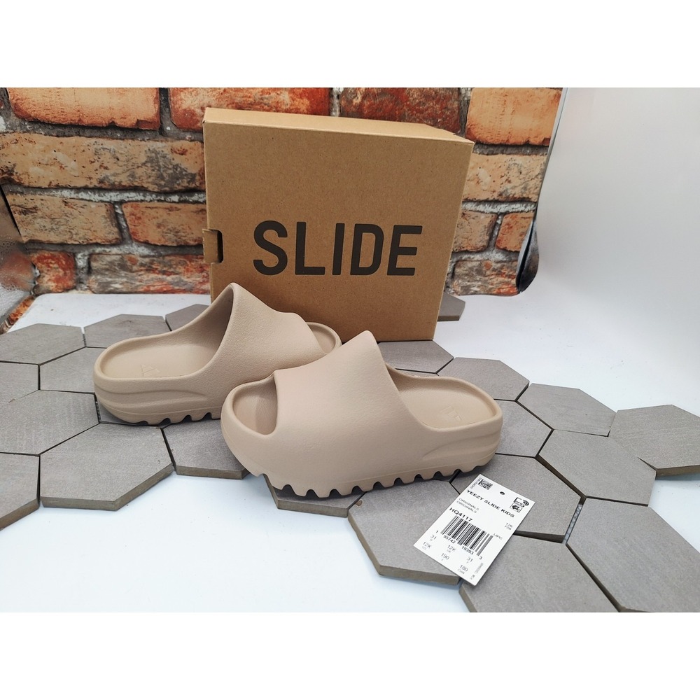 New Kid's (PS) adidas Yeezy Slides 'Pure' HQ4117 Bone Sz 12K 12 Rare Authentic